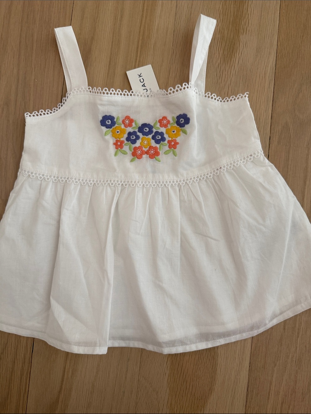 Janie and Jack White Sleeveless Floral Embroidered Tank